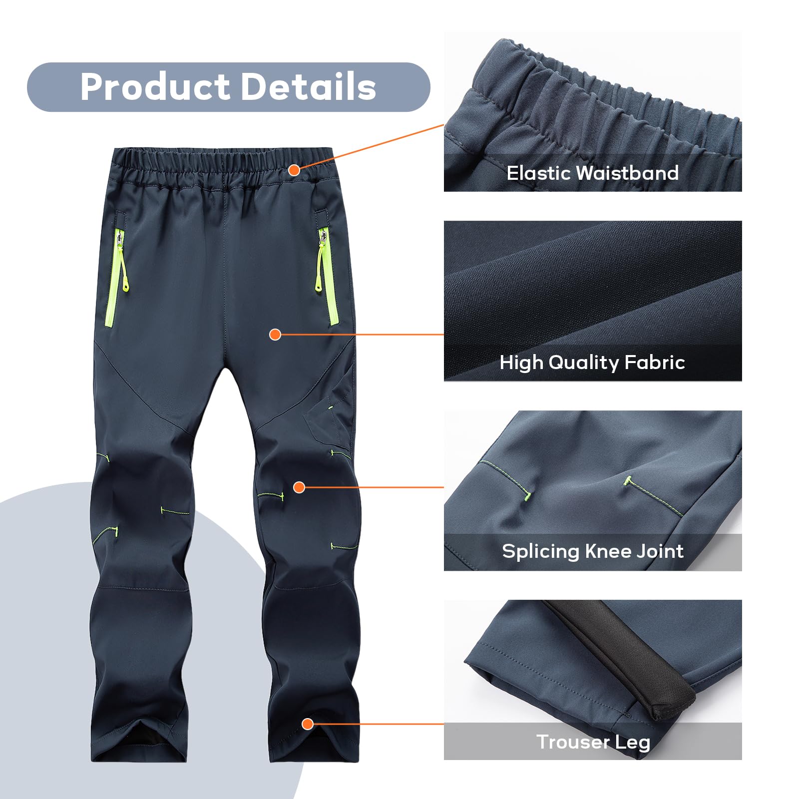 SUKUTU Pantalon de Printemps et d'été à Séchage Rapide pour Garçons et Filles Pantalon de Randonnée léger pour Enfants