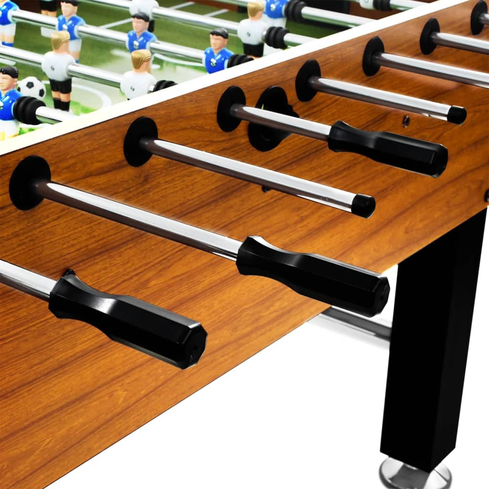 Gecheer Tavolo Calcio Balilla Acciaio 140x74,5x87,5cm Marroncino e Nero