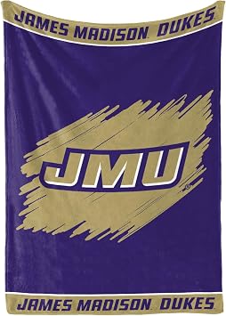 ShopInstaPets NCAA Officially Licensed Plush Blanket Cozy, Machine Washable, Perfect for Pets & Home Use | 50" x 60" Throw James Madison Dukes