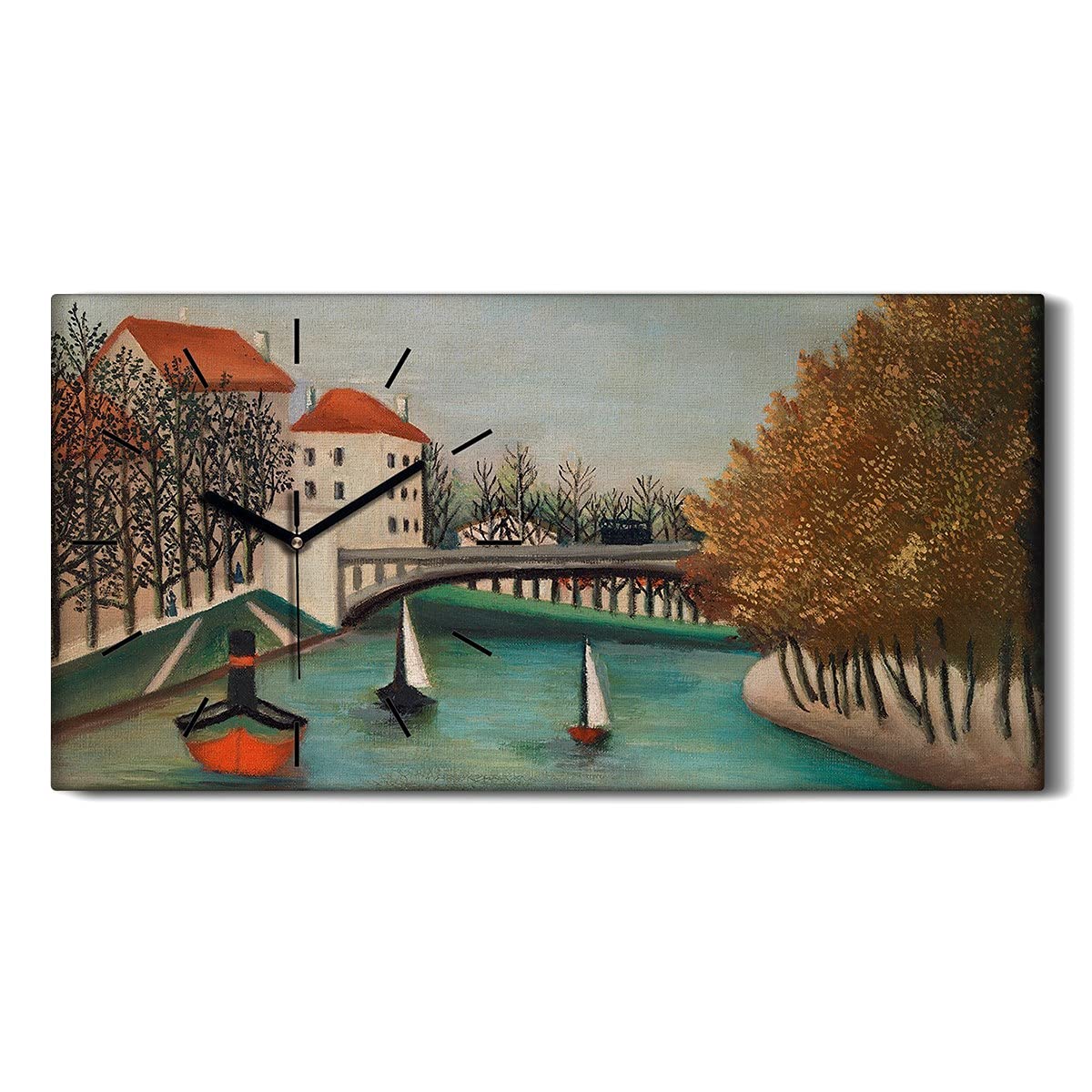 Horloge sur Toile 60x30cm Art Mural Salon Chambre Image Cadre