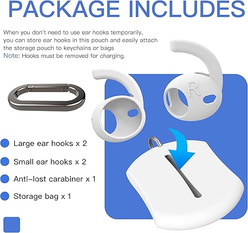 Miniatura 5 de 4 pares de ganchos para las orejas mejorados para AirPods Pro 3 DamonLight [bolsa de almacenamiento añadida] Accesorios antideslizantes para las