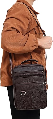 Miniatura 6 de Bolso de mensajero de cuero para hombre, maletín grande de viaje de negocios, bolso cruzado para hombre, bolso de hombro