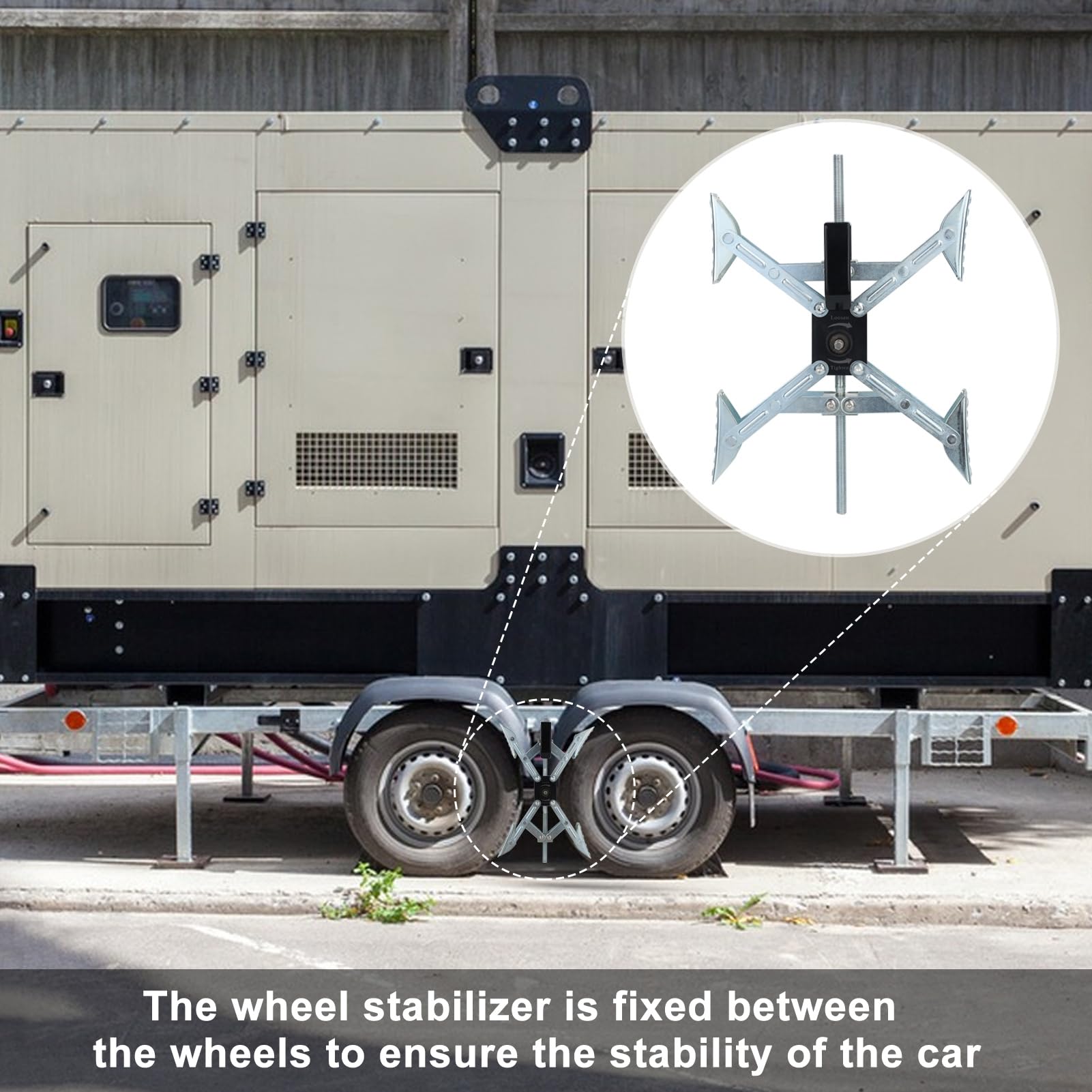 Yokawe Stabilizator koła, stabilizator koła w kształcie litery X, stabilizator koła do przyczepy podróżnej z adapterem klucza, srebrny