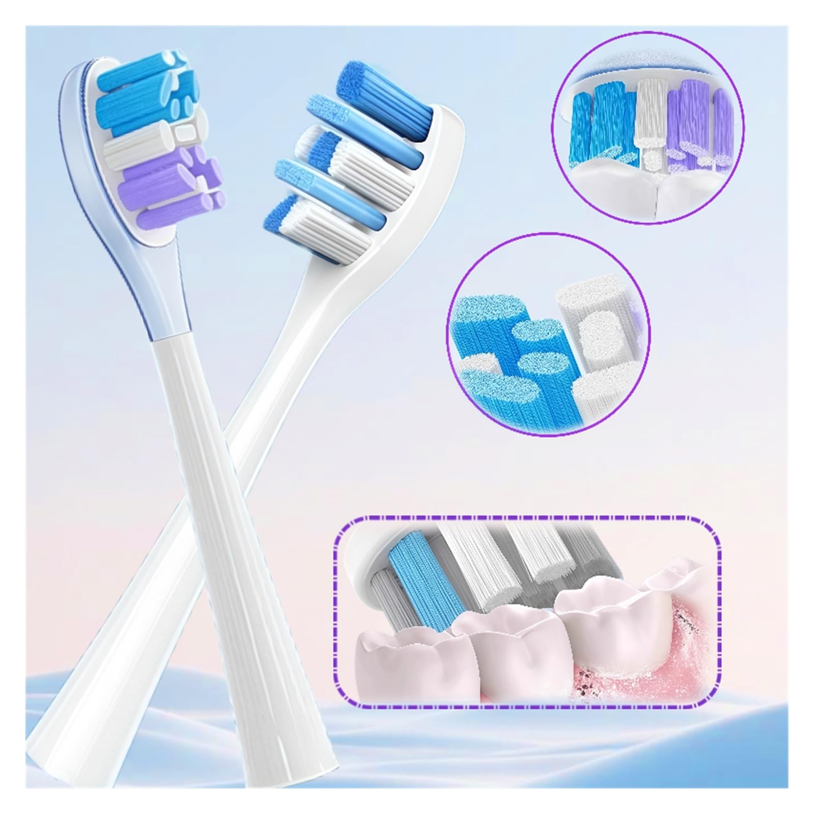 Cabezal De Cepillo De Dientes De Repuesto.Compatible Para Usmile Y4 Y10 Y1S Y20 Y10PRO Y20PRO Cepillo De Dientes Eléctrico(White 8PCS)