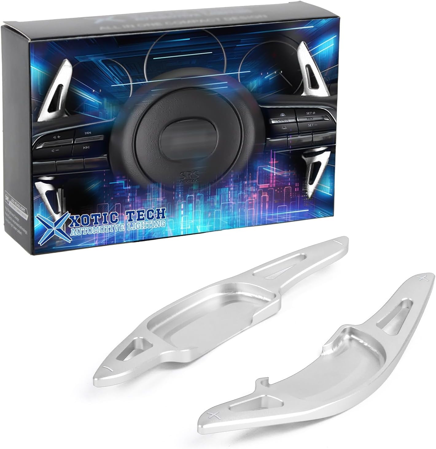 x xotic tech Silver Paddle Shifter Extensions Cover Trim Car Interior Accessories Compatible with Mazda 3 2019-up, CX-30 2019-up, CX-50 2023-up, MX-30 2021-2023