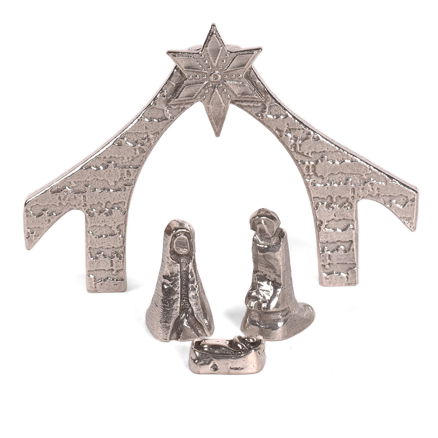 4-inch Miniature Handmade American Pewter Nativity, 4-Piece Set