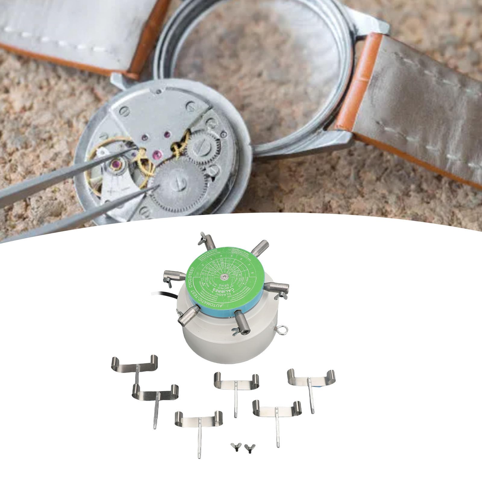 Caricatore per Orologi 6 Bracci Lega Staccabili Supporto Sicuro Pulsante Comodo e Sensibile Accessori per Strumenti di Riparazione Caricatori per Orologi Ottimo Metallico