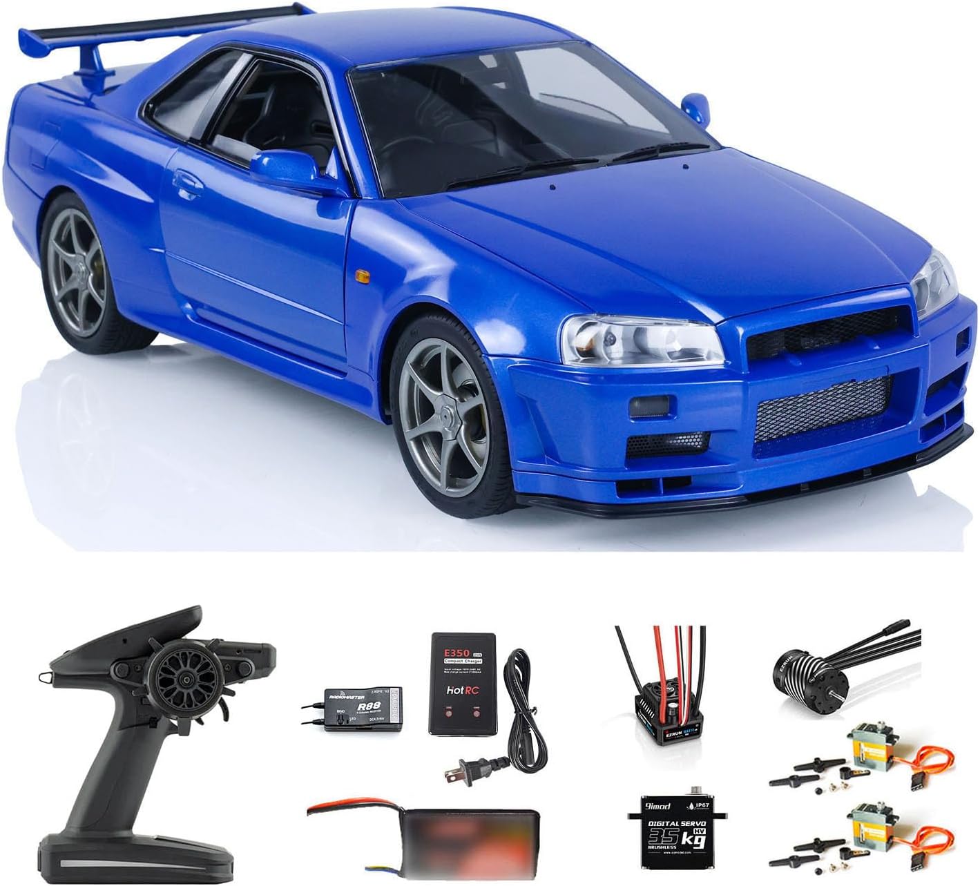 TOUCAN RC HOBBY 1:8 Rc Drift Car for GTR R34 RTR Remote Control Racing Cars (Blue-UP-RTR)