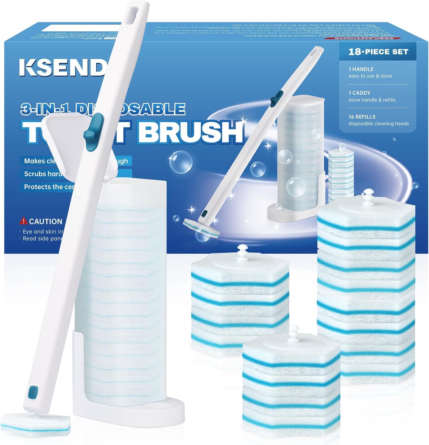 Ksend Sweanx Toilet Bowl Brush And Holder- Disposable Toilet Brush Set With 8 Refills & 1 Storage Caddy,Toilet Scrubber Preloads Toilet Bowl Cleaners,Household Supplies,Handy Cleaning Supplies,White (B0CF1D4GKK) Amazon Price History, Amazon Price Tracker