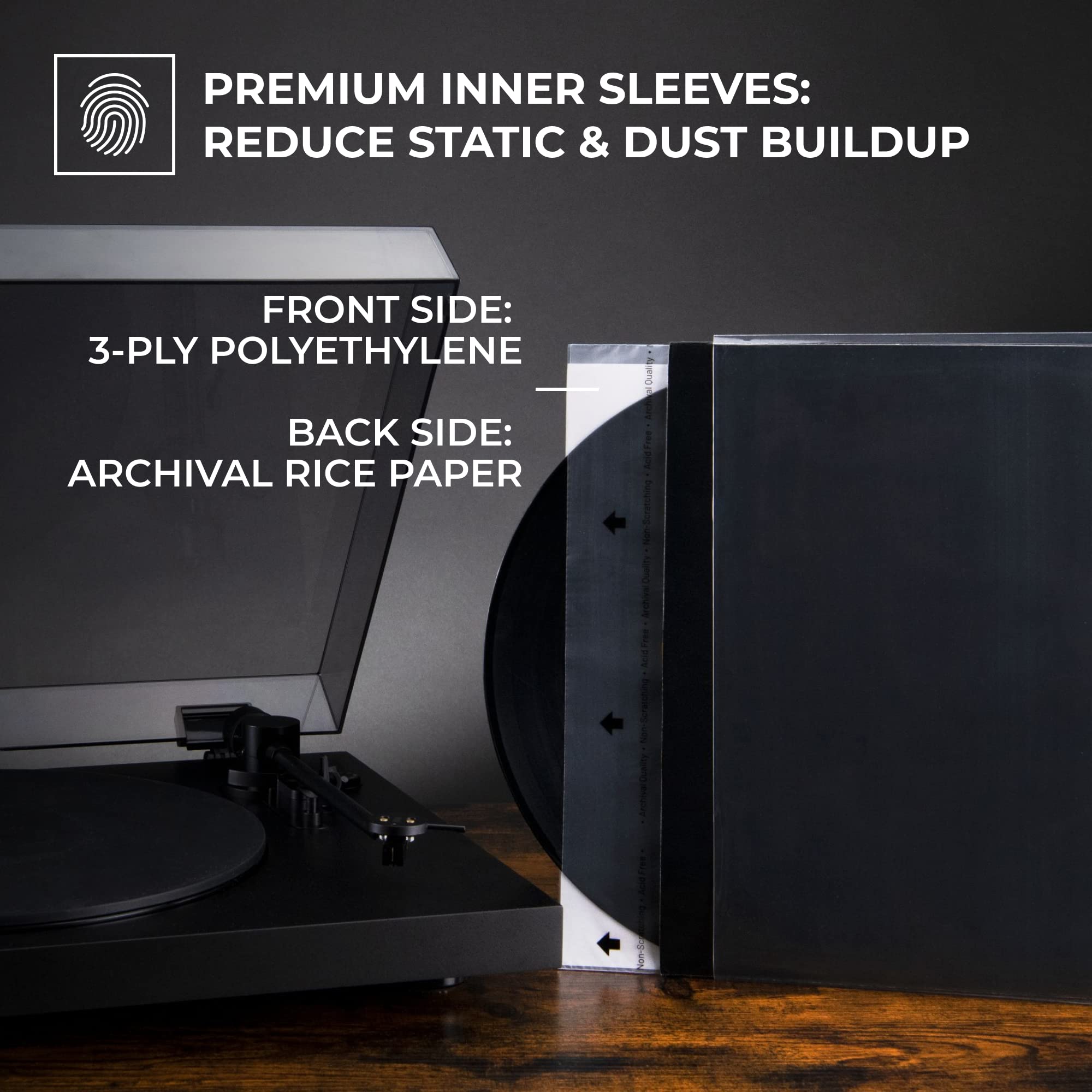 BIG FUDGE Vinylhüllen innen und außen – Schallplattenhüllen innen und außen – 25 x 12 hochdichte Polypropylen-Albumhüllen & 25 x 12 Archivierung antistatisches Reispapier innen