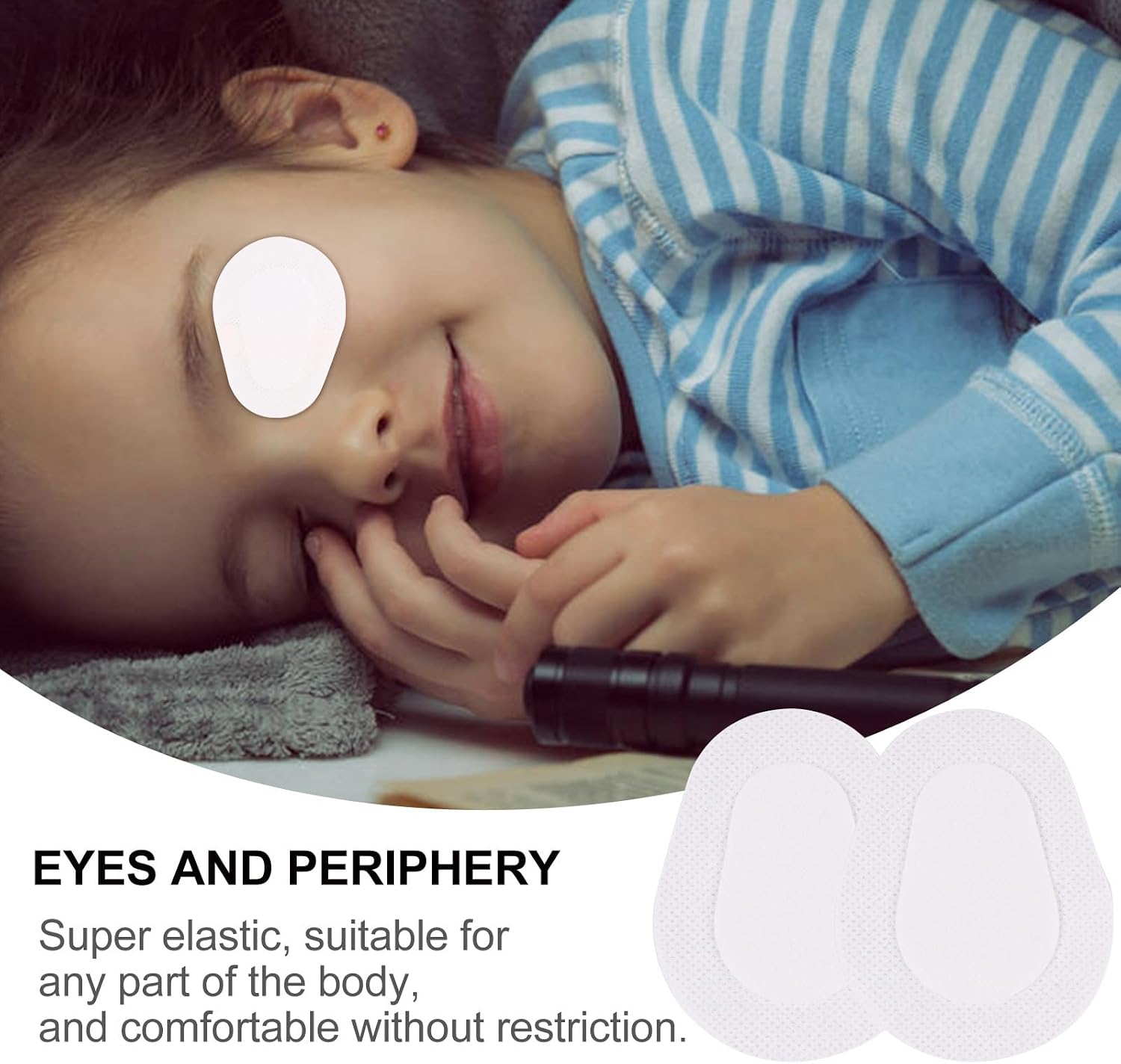 Elastic Breathable Nonwoven Eye Patches 9x7cm 6 Pairs Self-Adhesive Eye Masks for Treatment and Relief in Adults