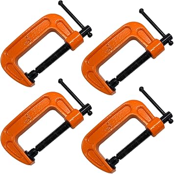 2 Inch C-Clamp Set, 4PCs Heavy Duty Steel C Clamp Industrial Strength C Clamps for Woodworking, Welding, and BuildingOrange