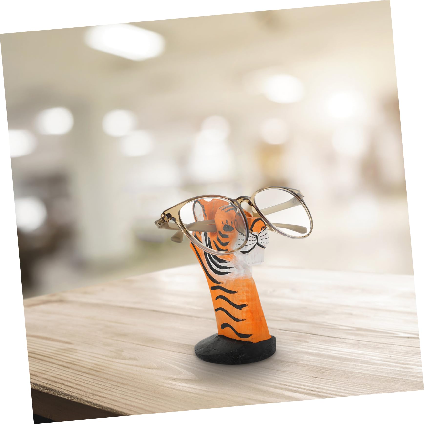 ERINGOGO Wooden Animal Decor Glasses Display Stand Adorable Tiger Shape Eyeglass Holder Stand