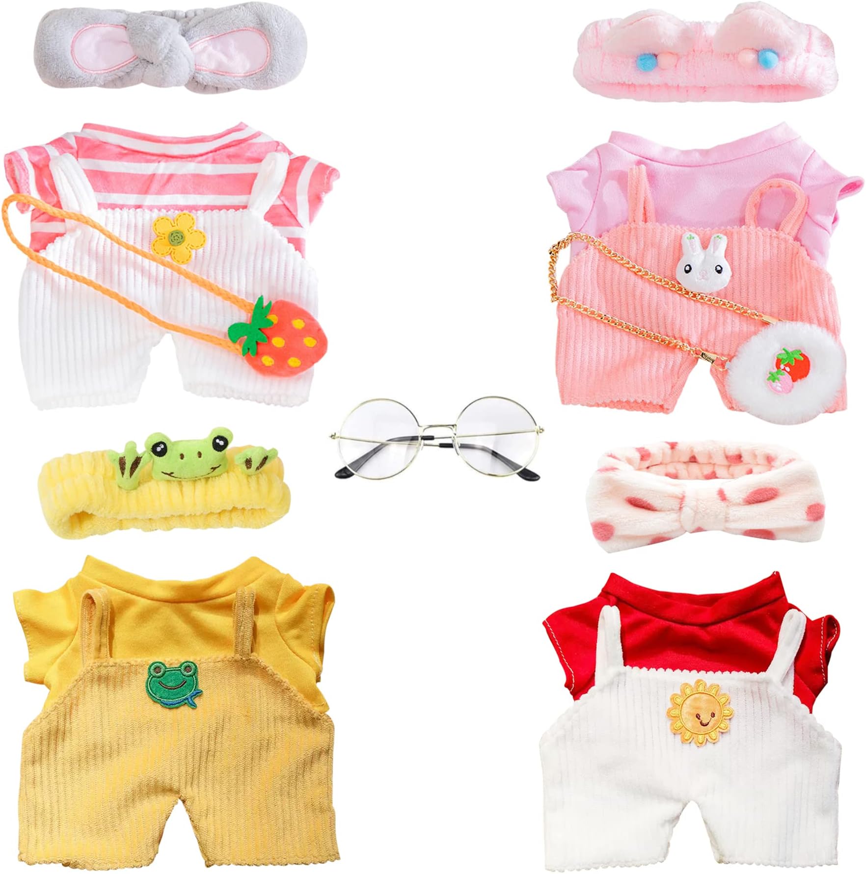 LALAFANFAN Duck Clothes Sets, 15 Pcs Kawaii Accessories for Cute Plushies, Cute Stuffed Animal Glasses and Clothing