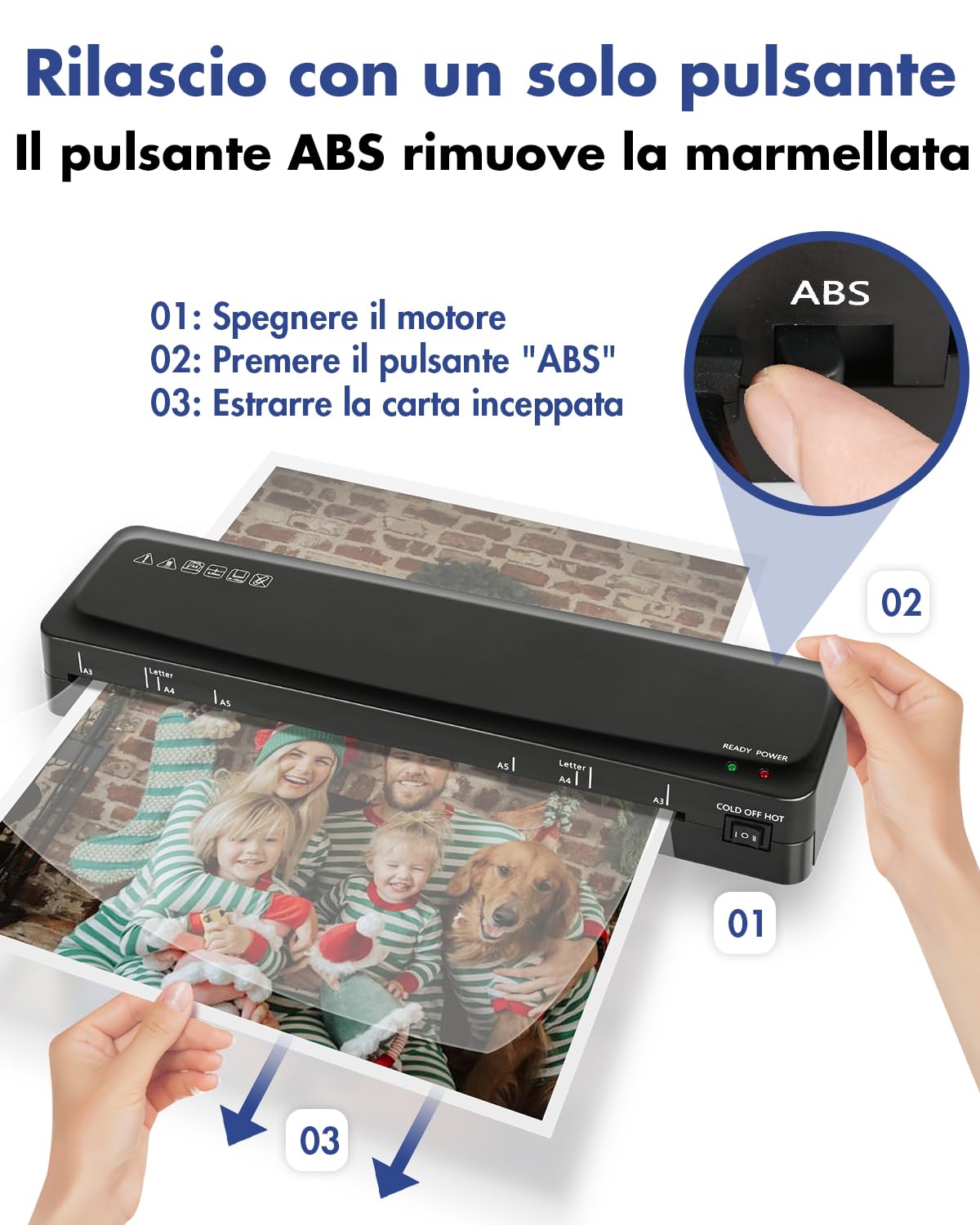 Plastificatrice, Plastificatrici A3 A4 A5 A6 a Caldo e a Freddo con taglierina, Arrotondatore per angoli, Laminatrice portatile per casa/ufficio/scuola
