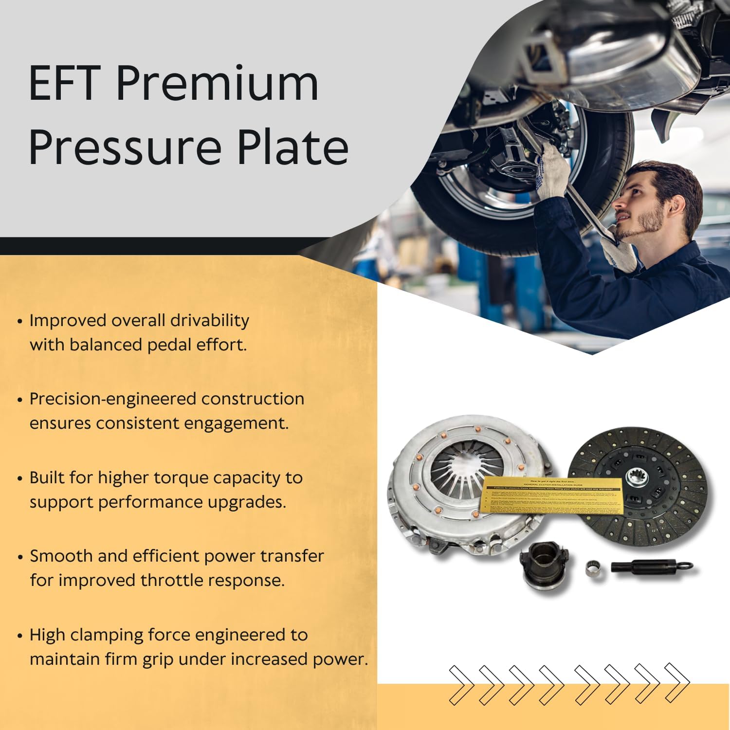 EFT Clutch Kit For 2007-2011 Jeep Wrangler X Sport Rubicon Unlimited 3.8L Engine - High-Performance Replacement for Smooth, Reliable Shifting and Long-Lasting Durability - 12 Month Brand Warranty