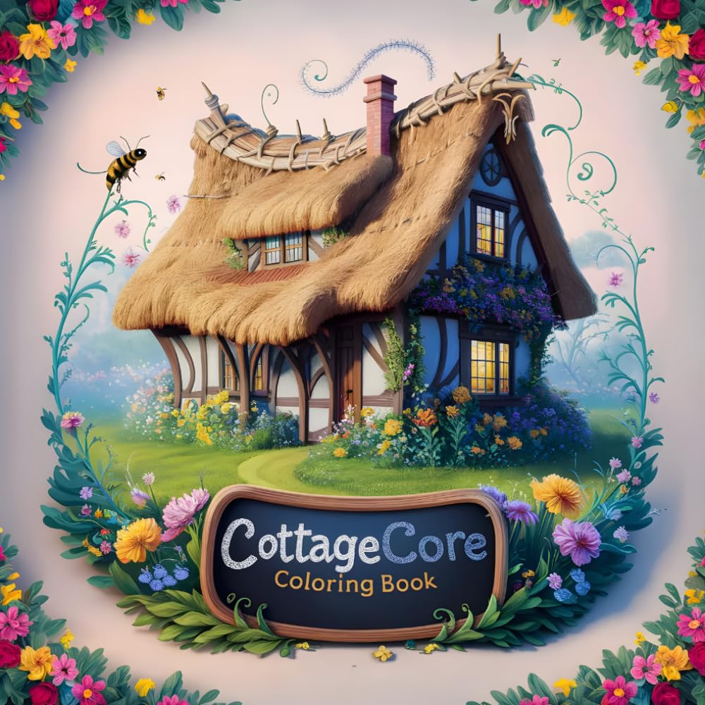 Cottagecore Coloring Book: 40 Page Whispers of the Countryside, Soft Mornings & Wildflowers, Flowers, Tea And Quiet Days