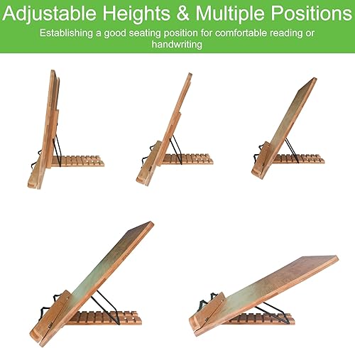 Miniatura 5 de NUNET Soporte para libros de bambú ajustable de 16 x 12 pulgadas de altura con imanesbarra de regla para caballete de arte, soporte para libros de
