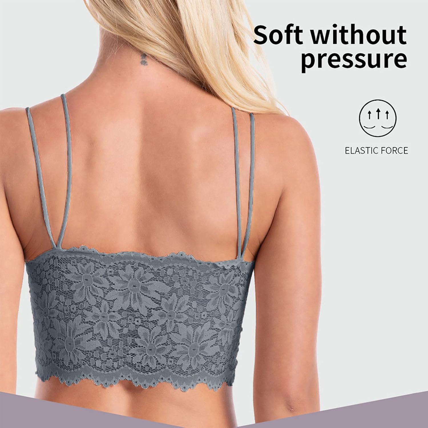 Lace Bandeau Bras with Strap Sunflower Wrapped Bralettes Deep V Neck Padded Sports Bra Bralette for Women Multipack - Image 5