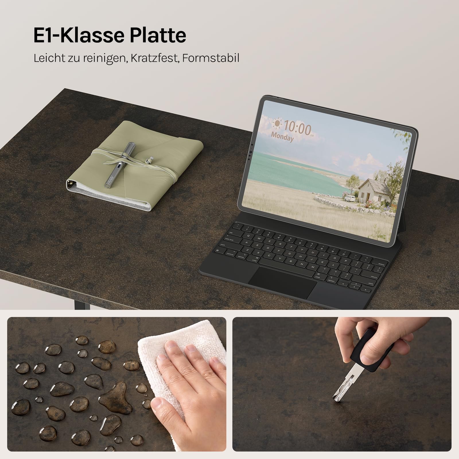 WOLTU Eckschreibtisch120x75 cm, L-förmiger Schreibtisch mit 2 Ablagen, Bürotisch Computertisch PC Tisch, Ecktisch Groß für Büro Homeoffice Gaming, Industrie-DesignSchwarz+Rostfarbe