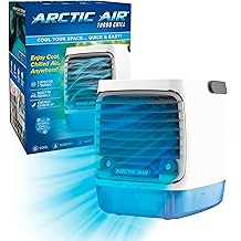Ontel Arctic Air Turbo Chill Evaporative Cooler with HydroChill Technology, 4-Speed Portable Air Cooler Fan, Up To 8 Hr Per Fill, 7-Color LED, Simple &amp; Whisper Quiet Operation, for Home or Office Use