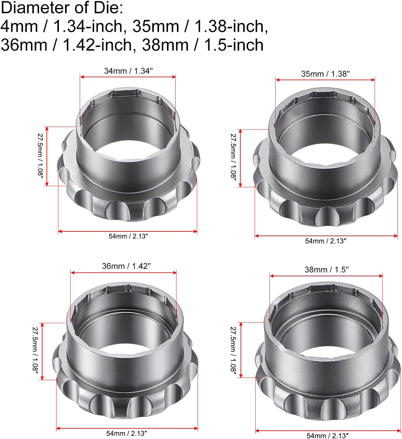uxcell Watch Case Opener Dies 4pcs, Case Remover Tool Screw Back Opener for 34/35/36/38mm Watch Repair, Chrome Steel Black