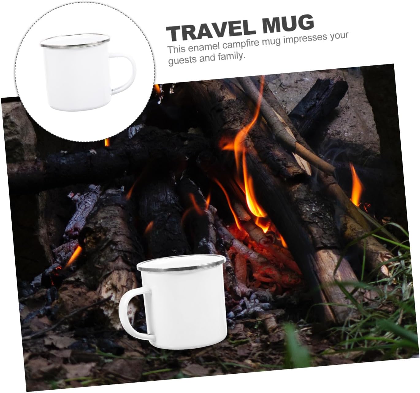 Homoyoyo Enamel Camping Mug Portable 350ml White Metallic Rim Handmade Hot Chocolate Cup with Handle for Outdoor Travel and Milk Cups