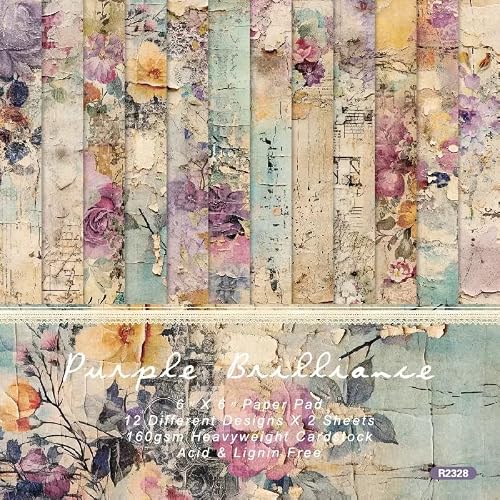 Vintage Floral Scrapbook Paper Pad Flower Patterned Paper 6×6,24 Sheets Single-Sided Scrapbooking CardStock Papers Pad for Holiday Cardmaking DIY Origami Journaling.