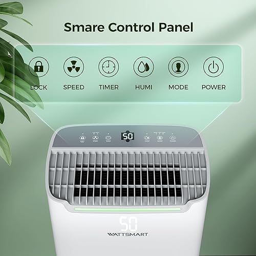 Miniatura 5 de Deshumidificador de 4,500 pies cuadrados para sótano con manguera de drenaje, deshumidificadores de 50 pintas para hogar grande con tres modos de