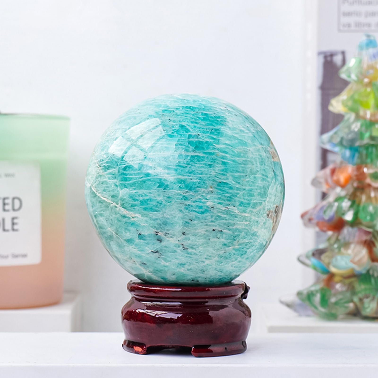 Naturalna kryształowa kulka Polerowane kulki mineralne energii leczniczej dla Fengshui Dekoracja Dekoracji Domu Fotografii Crystal Sfera Crystal,3.15in(8cm)