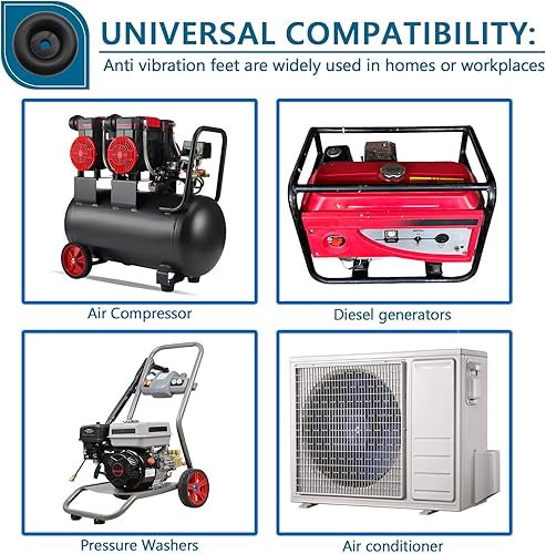 Miniatura 6 de Pies de goma antivibración resistentes para generadores, lavadoras a presión, compresores de aire y bombas, almohadillas de goma de 1 x 2.5