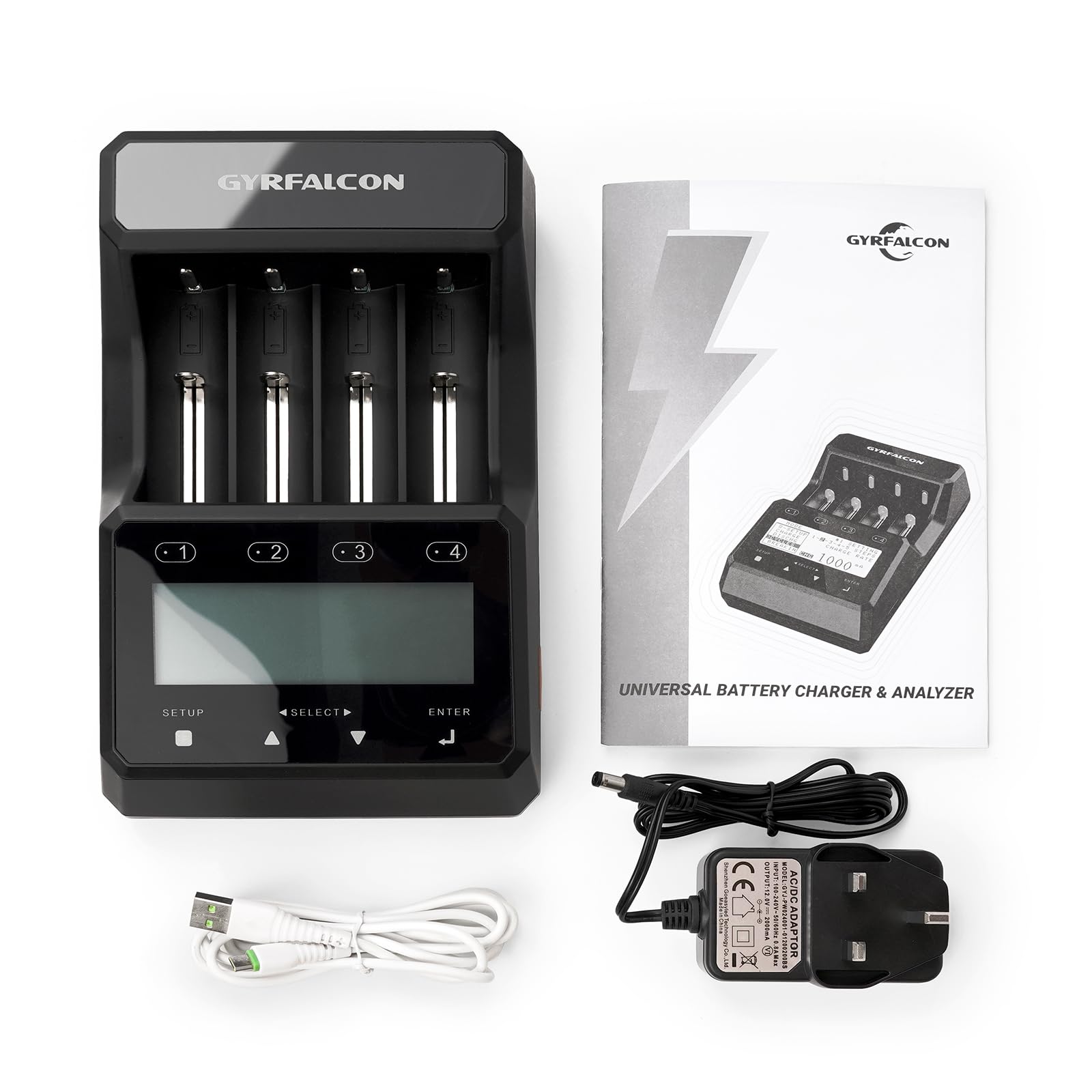 Cargador de batería, analizador profesional con pantalla LCD para NI-MH NI-CD AA AAA 4 ranuras canales independientes, actualización, ciclo, capacidad y prueba de resistencia interna