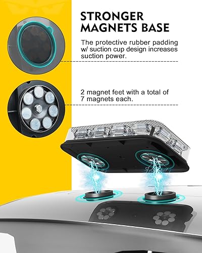 Miniatura 6 de LUMENIX Mini barra de luz estroboscópica de 72 LED en la azotea para camiones de trabajo con controlador, luces intermitentes de advertencia