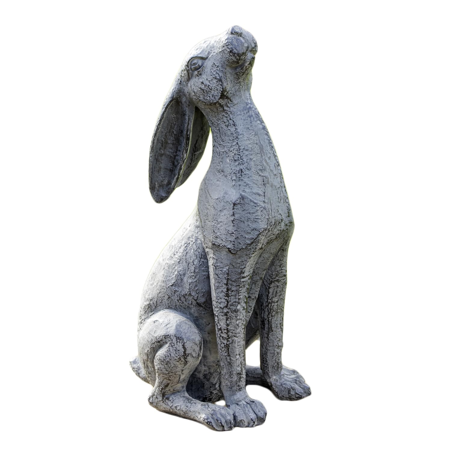 Darthome Antique Grey Garden Moongazing Hare Ornament, Resin Rabbit Animal Statue, 38cm Height