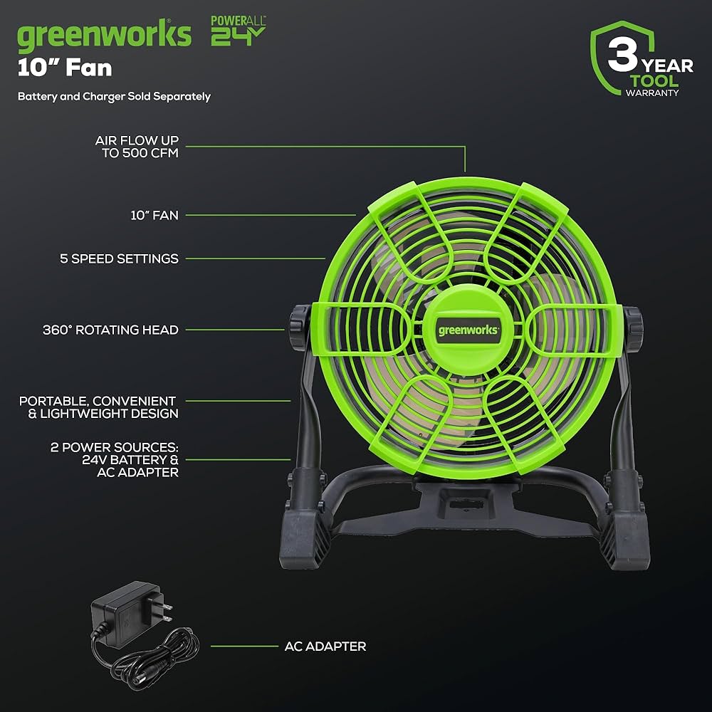 Greenworks 24V ポータブルファンPAG401 楽天市場】Greenworks 24V ポータブルファン 卓上 扇風機 PAG401