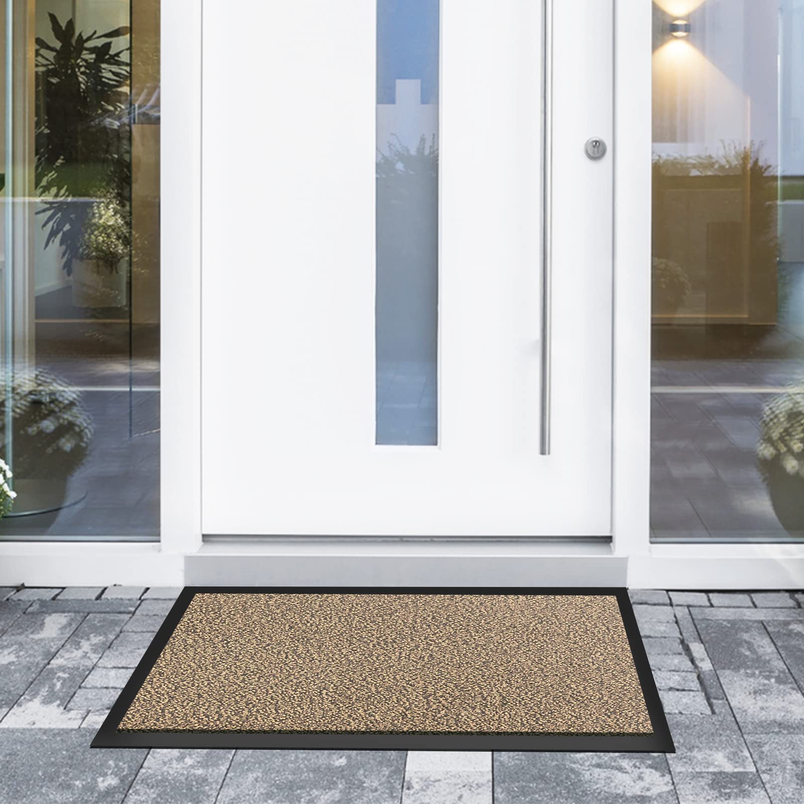 Casa Pura - Tappetino per Ingresso da interno, tappetino antiscivolo e antipolvere, zerbino d'ingresso per interni, zerbino lavabile e ultra assorbente, beige, nero, 90 x 300 cm