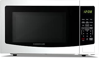 Farberware 1.1 Cu. Ft. Countertop Microwave Oven – 1000 Watts Power, Auto Cook Settings, Defrost, Easy Clean and Child Safety Lock-White
