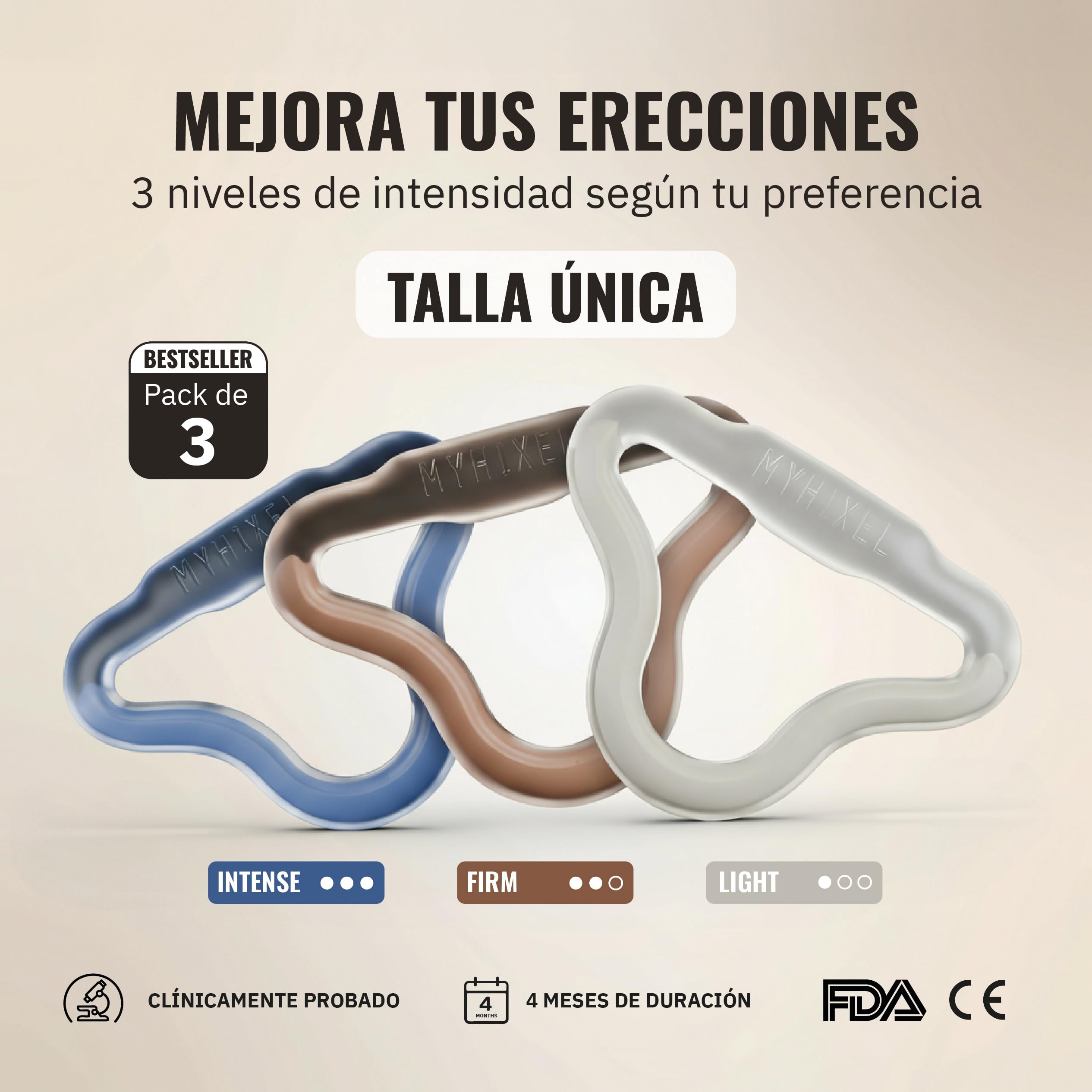 MYHIXEL Ring Intense | Anillo de Silicona | Diseño Médico para Prolongar y Mantener Erecciones | Sin Efectos Secundarios | Cómodo y Adaptable | Duradero