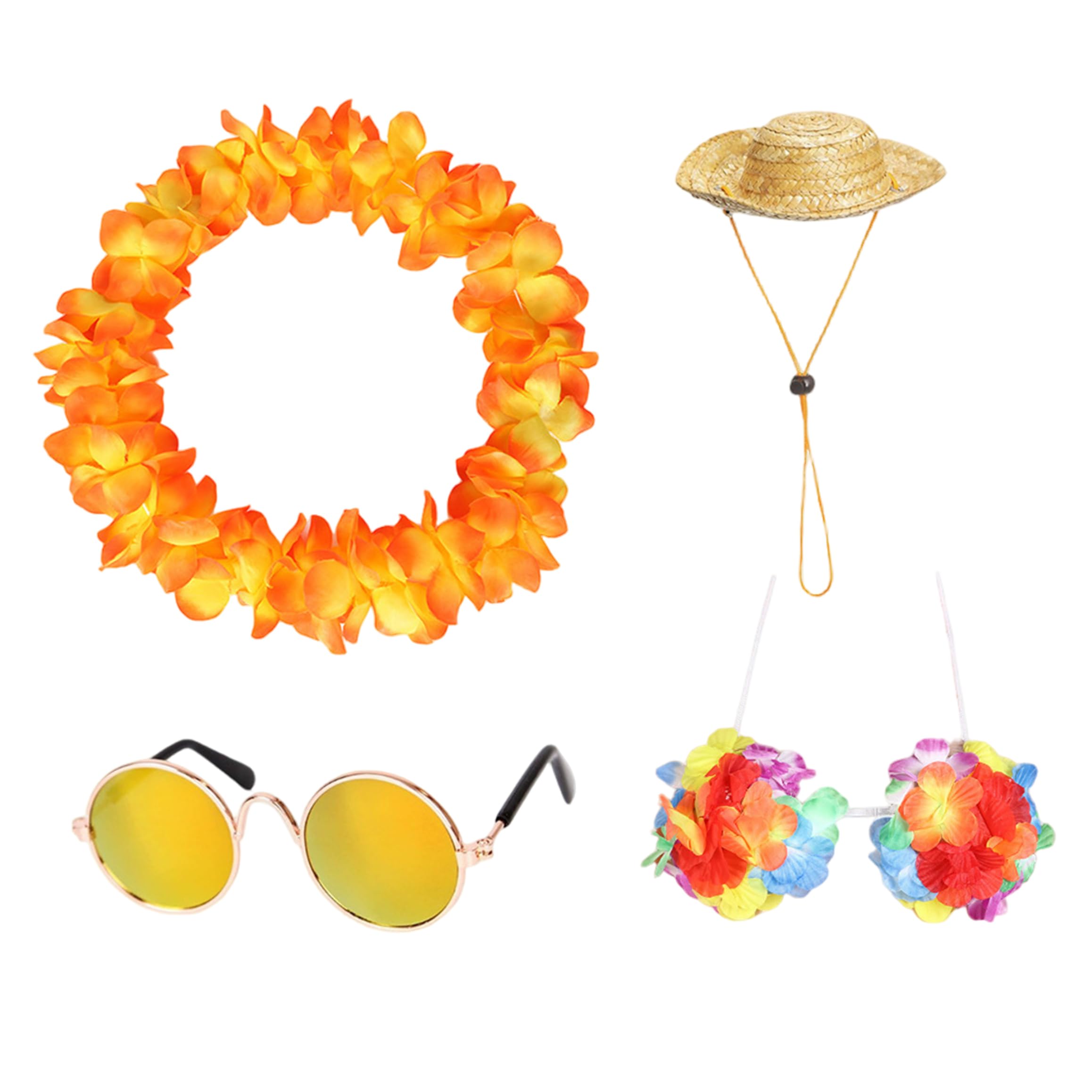 Sjfbebsy Summer Gooses Outfit Hawaiian Goose Outfit Set with Straw Hat, Sunglasses & Wreath for Statues, Orange