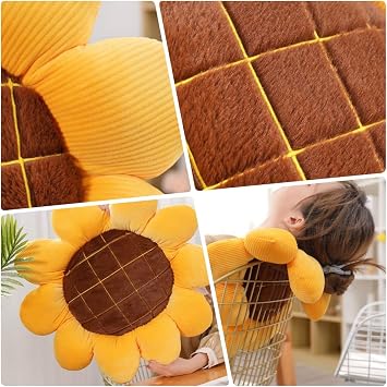 Sunflower Pillow Fluffy Cushion 40/50/70CM - Yellow Flower Seat Cushion for Office Chair, Dormitory, Car Seat Backrest, Carpet, Tatami (70cm)