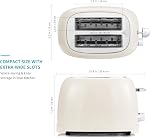 Ultrean Toaster 2 Slice with Extra-Wide Slot, Stainless Steel Toaster with Removable Crumb Tray, Small Toaster with 6 Browning Settings, Cancel, Bagel, Deforest Functions, 825 W (Cream)