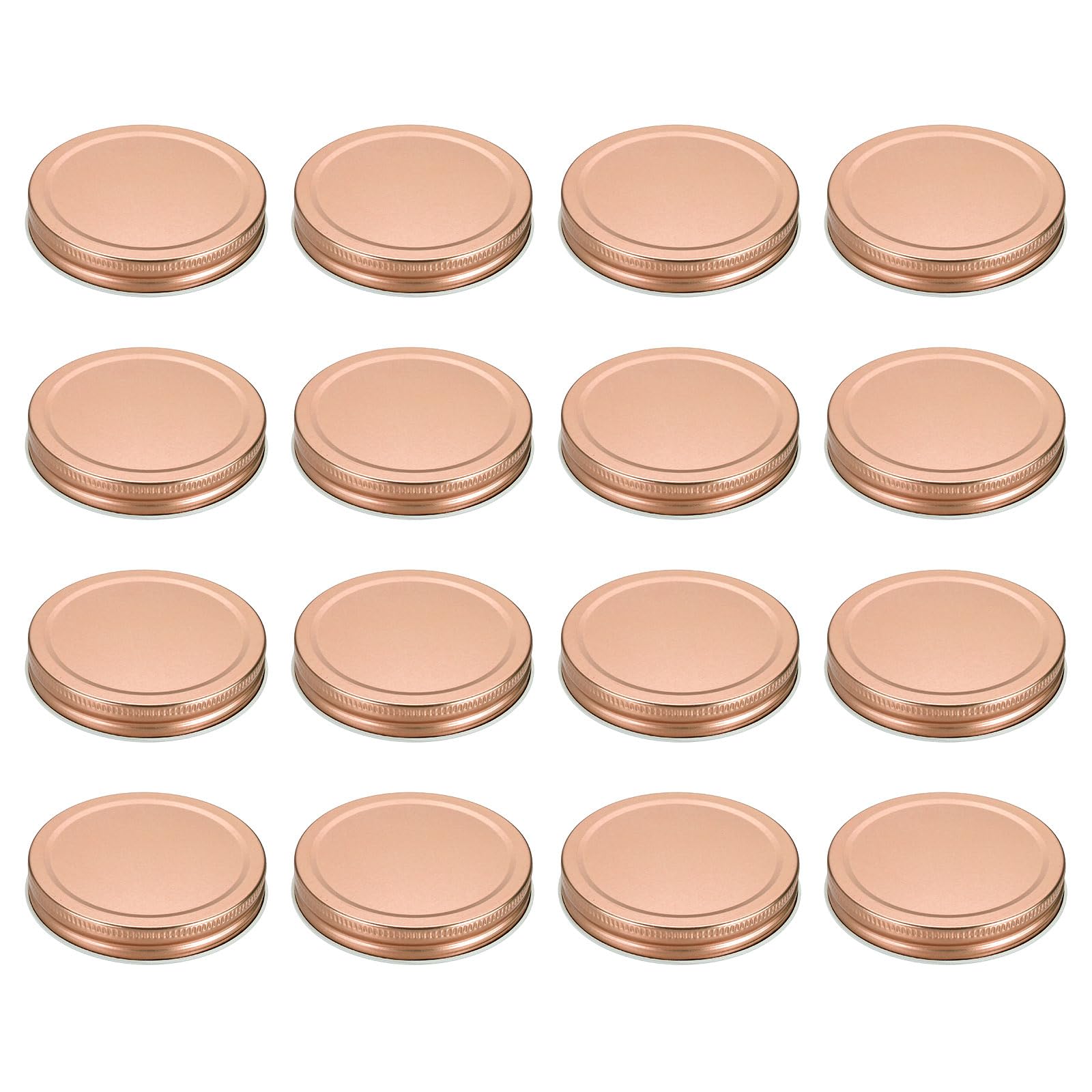 sourcing map 16pcs Mason Jar Lids 86mm Tinplate Regular Mouth Reusable Leak-proof Mason Canning Covers with Silicone Rings for Storage Bottle Water Bottle and Jars, Rose Gold