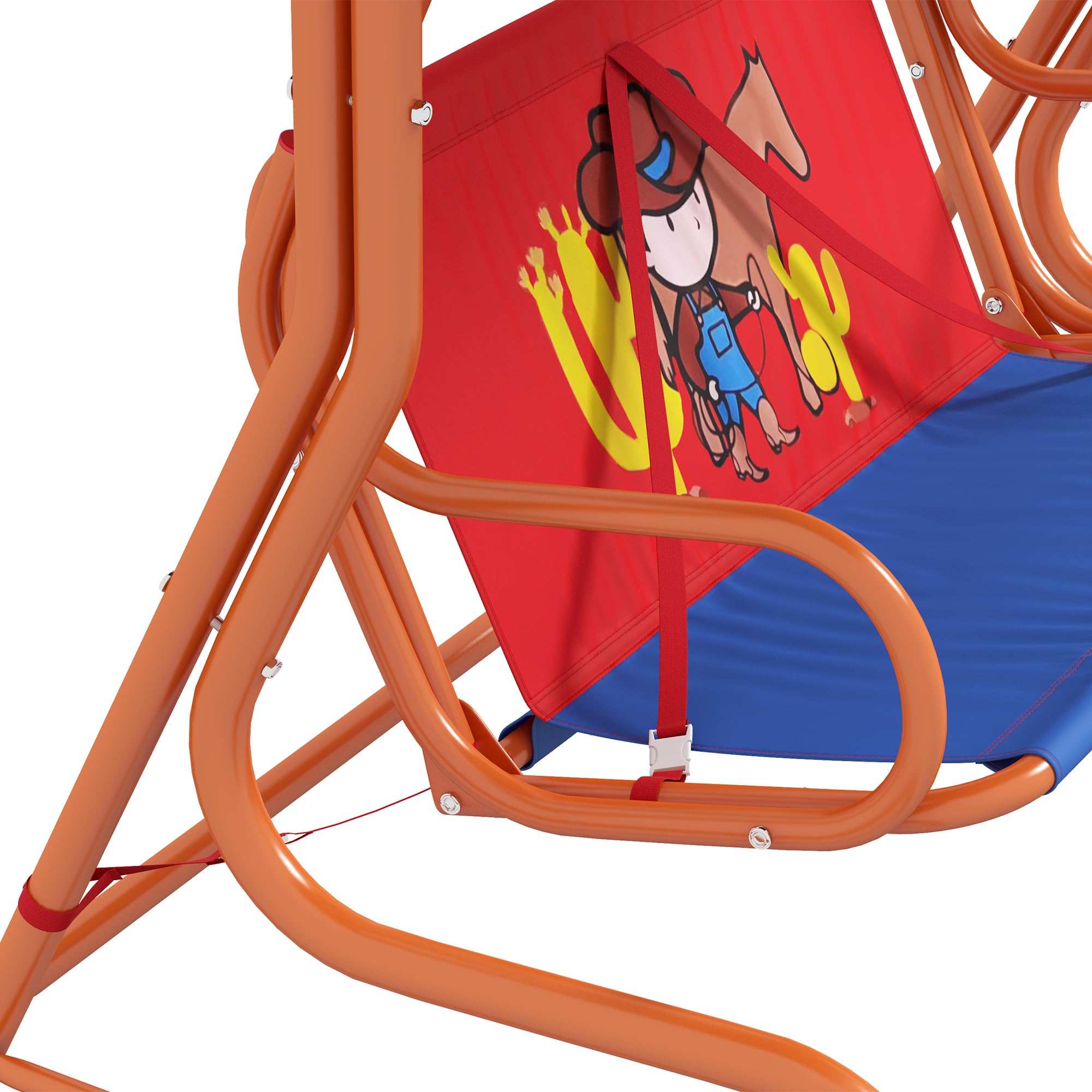 Outsunny Chaise balançoire 2-Places avec auvent réglable Rouge et Bleu