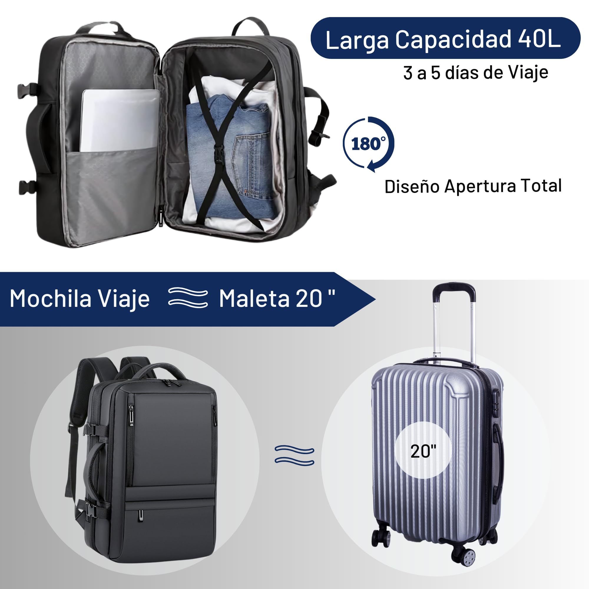 Plecak na komputer podróżny 40x20x30, voling,Plecak roboczy kobiety/mężczyzna, plecak na laptopa z USB,wodoodporny, bagaż podręczny, kabina, plecak podróżny Portable Biznes Praca codzienna i szkolna