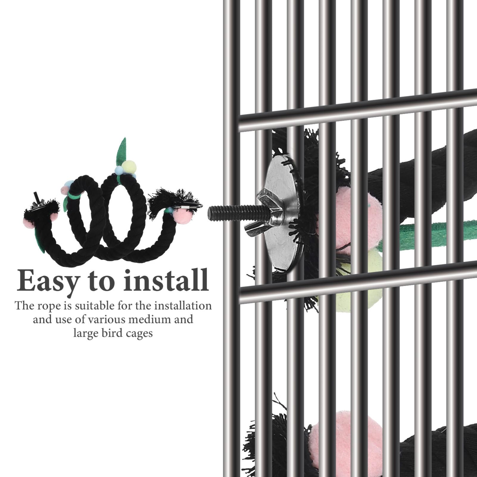 BESPORTBLE 4pièces Balancelle Corde pour Oiseaux Support pour Perroquet Accessoire De Jouet pour Cage à Oiseaux pour Grimper Et Reposer