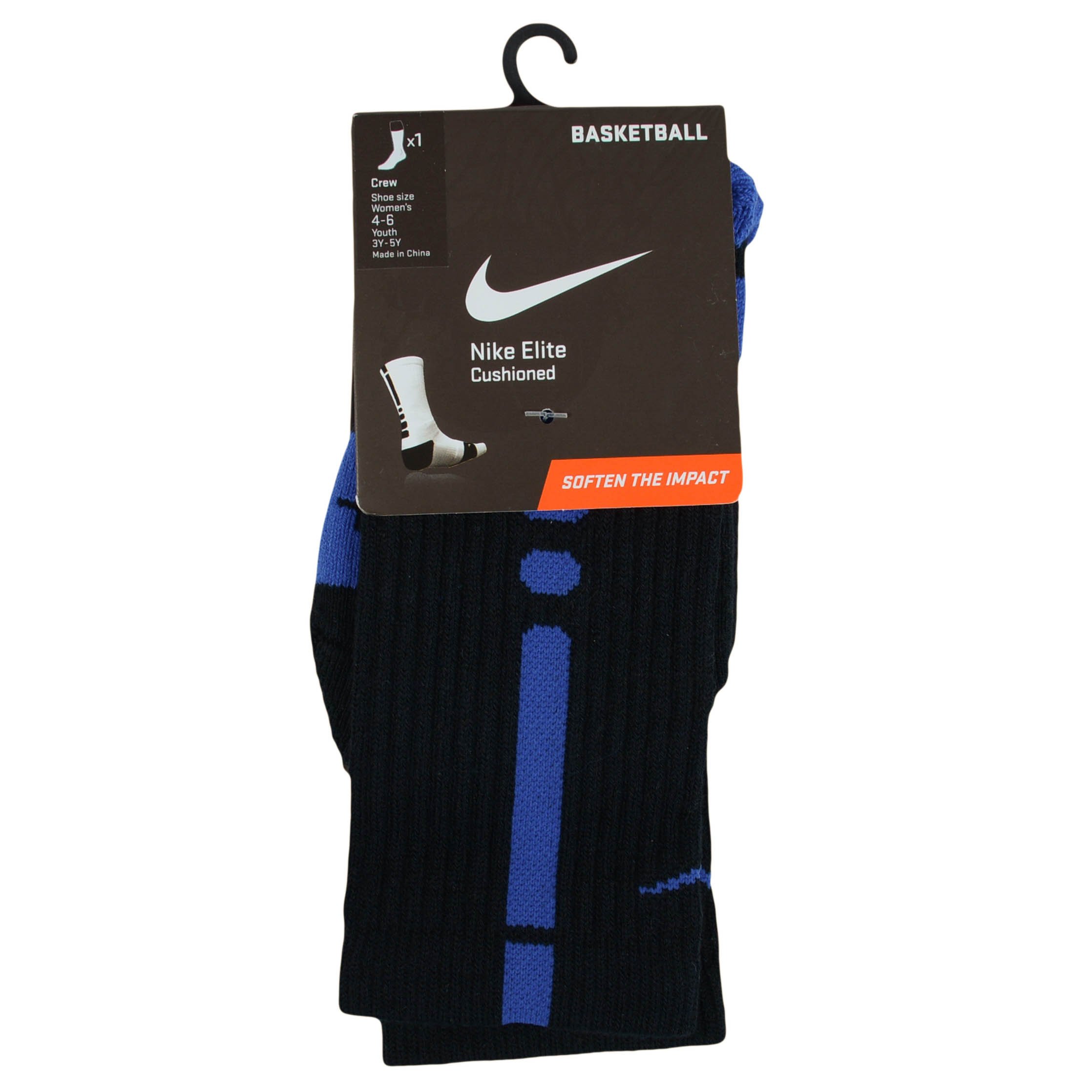 NikeUnisex Nike Elite Basketball Crew 1-Pair Pack Black/Game Royal/(Game  Royal) SM (Women's Shoe 4-6)
