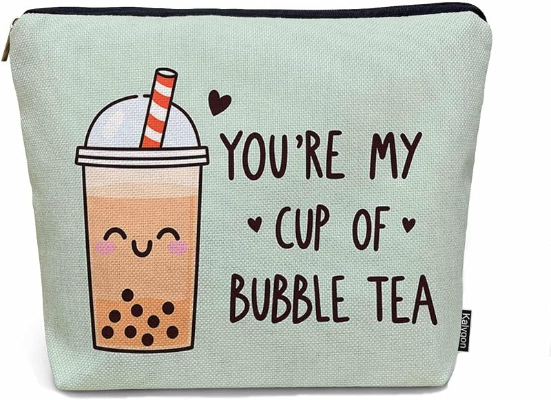 Necessaire Kalygon Bubble Milk Tea com zíper, bolsa organizadora para maquiagem e acessórios, 23 x 18 x 0,5 cm