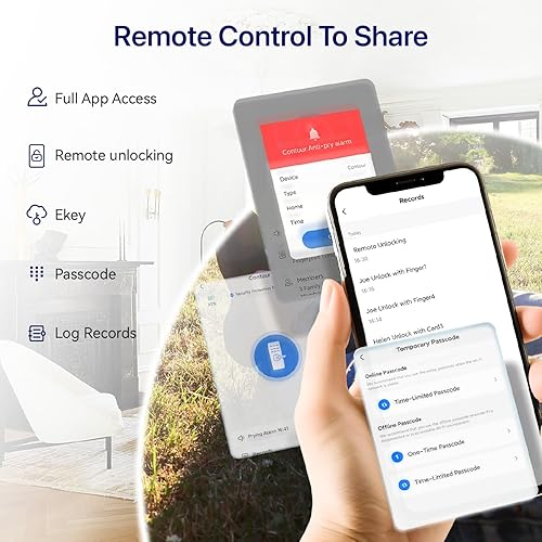 Miniatura 3 de Cerradura inteligente para timbre de puerta con huella dactilar para propietarios de viviendas o padres, cerradura de puerta con cámara y manija de