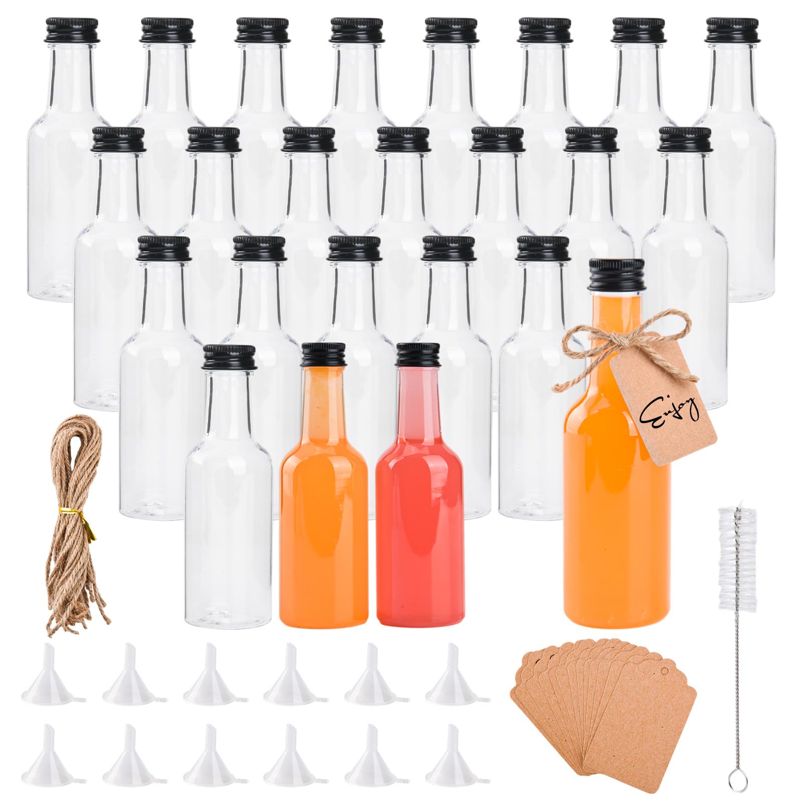 Bottiglie Per Liquori Mini Furuising Set Da 12 Bottigliette Vetro 60ml - Mini Bottiglie Riutilizzabili Per Liquori, Shot, Succhi E Salse Con Accessori Completi Bottigliette Vetro 100ml - 4