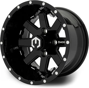 MODZ Assault Glossy Black with Ball Mill 12" Golf Cart Wheel